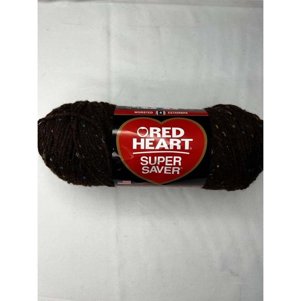 Red Heart Super Saver Coffee Fleck 4365 Yarn Brown Tweed Discontinued